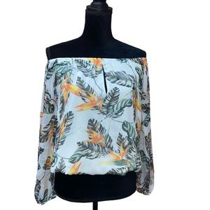 Philosophy Tropical Lined On/Off Shoulder Blouse Top - Women’s Medium